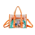Clear PVC crossbody bag with vibrant orange trim and Halloween character prints - Orange