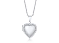 Collar de relicario de corazón plateado con bordes de circonita y superficie pulida - PN-1363 Plata Diamantes de imitación
