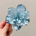 Pinza per capelli a fiore in organza azzurro con petali in tessuto a strati - 2# Blu-10cm