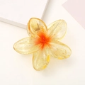 Frangipani hair claw clip with yellow orange gradient and glitter acrylic finish - Transparent Orange