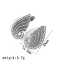 Silver winged titanium steel earrings with rhinestones and pearls on white background - Silver Zirconia Wing Style (TE6938-S)