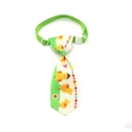 Adjustable Easter pet necktie with cartoon chicken prints on light green webbing - Yellow Green Chick