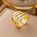 Minimalist gold multi-layer wavy open ring for women crafted in high-quality titanium steel - Four-layer Irregular Wave Style (F130)