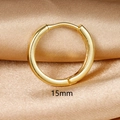Macro shot of 15mm golden huggie hoop earring on champagne satin fabric detail - 1PC / 15mm / Gold