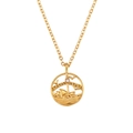 Golden necklace with a round Sydney Opera House pendant and small inlaid crystal detail - Sydney