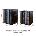 Set of 2 vintage style faux book storage boxes with gold patterns in various colors - Style C Set of 2