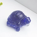 Blue natural crystal turtle resin sculpture figurine for desktop decor - Blue Glass
