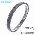Pulsera de magnetoterapia de tungsteno negro ajustable para hombres con imanes redondos - Negro