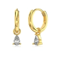 Élégantes créoles en argent S925 doré avec pendentifs en zircon scintillant en forme de poire - Argent 925 / Doré