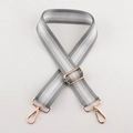 Adjustable gray and white striped canvas bag strap with light gold metal lobster clasps - A23-3.8cm Wide (Silver Silk)