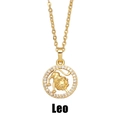 Détails d'un pendentif signe du zodiaque Lion plaqué or avec des cristaux de zircon - Lion