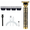 Bronze dragon carved hair clipper set with four limit combs and USB charging cable - Dragon And Phoenix Direct Charger [metal Body]