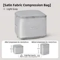 Light gray satin storage bag XL for clothes and quilts with compression feature - Down Compression Storage Bag - Extra Large Grey