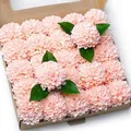 Box of 25 soft pink artificial dahlia foam flowers for wedding decoration and DIY crafts - Cream