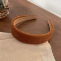 Brown wide-brimmed padded headband featuring premium knitted texture and retro chic style - Light Coffee Twill Wide