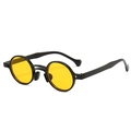 Retro double-bridge sunglasses with black round frames and transparent yellow lenses - Black Frame Yellow Lens