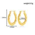 Golden textured geometric hoop earrings in stainless steel with a hammered finish - ER-1686 (Textured Hoop)