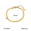 Dettaglio cavigliera a catena piatta dorata 18k in acciaio inossidabile da 4mm con misure - Larghezza 4mm (HC-A50002)