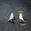Polished stainless steel bird stud earrings measuring 12mm by 5mm with minimalist design - 095 Bird Silhouette / Steel