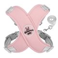 Pink X-shaped breathable dog harness and leash set with adjustable grey buckle straps - L (Recommended 9-15kg) / Pink