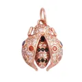 Rose gold ladybug pendant with vibrant multicolored pavé zircon gemstones - Crystal Bee White Gold Plated 1PC 2L35085-Rose Gol