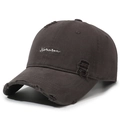 Distressed charcoal grey cotton baseball cap with white Narason embroidery detail - Adjustable / Gray
