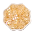 5mm iridescent light yellow glass cube beads in a white flower dish for DIY jewelry crafts - 11g/Bag (Approx. 50pcs) / Beige