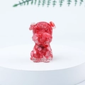 Miniature Schnauzer dog figurine made of red crystal gravel resin on a white pedestal - 17 Red Coral Color