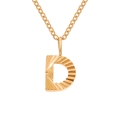 Customized golden stainless steel letter D pendant necklace with textured fan pattern - Letter D / Rose Gold