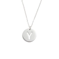 Détail d'un collier en acier inoxydable argenté avec pendentif rond ajouré de la lettre Y - Lettre Y (Couleur Acier)