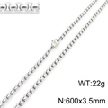 60cm silver stainless steel pearl link chain necklace for unisex, weighing 22g - Silver 3.5mm x 600mm (KN230414-Z)