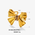 Poliertes 18K vergoldetes Edelstahl Ring Set mit Schleife und glitzernden Strasssteinen - Schleife Ring / Gold