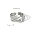 Detail view of silver crisscross ring showing 17mm inner diameter and 10.4mm width - Silver Intertwined Multi-layer (YYR023204-P)