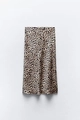 Fashionable high-waisted leopard print satin midi skirt with a silky smooth finish - XS / Leopard Print