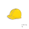 Detailed view of a yellow safety helmet enamel brooch pin measuring 3.6x2.7cm and 7g weight - Safety Hat Style