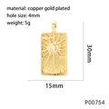 Ciondolo tarocchi in rame placcato oro con incisione sole e zircone bianco 30x15mm - Sole