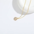 Elegant gold choker necklace with a round white gemstone pendant and zircon halo - Large Round Zirconia / Gold
