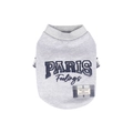 Cool grey pet hoodie with Paris embroidery and red plaid patch for dogs and cats - S / Light Gray