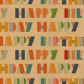 Retro geometric Happy Birthday wrapping paper with colorful vintage letter tiles - Multicolor Birthday Letters
