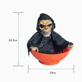 Halloween skull candy bowl with black hood and orange dish measuring 24cm in height - No.6 Black Mesh Skeleton