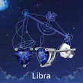 S925 sterling silver heart-shaped blue gemstone earrings for Libra zodiac sign - September: Royal Blue (Libra/Blue)