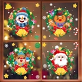 Weihnachtsaufkleber Set mit Weihnachtsmann, Rentier und Schneemann in grünen Kränzen - 4er Set (BQ369-372)