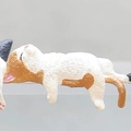 Cute white and brown sleeping cat ornament for desktop edge and computer monitor décor - Cat Style 5 (2nd Gen Color)