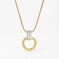 Tweekleurige minimalistische ketting met gouden ringhanger en zilveren details - Goud en Zilver Tweekleurige Ketting (SD1787)