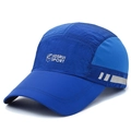 Royal blue quick-dry baseball cap with reflective strips and breathable mesh side panels - Adjustable / Sapphire Blue