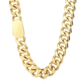 Chunky gold Cuban link chain necklace with a polished rectangular clasp on white background - Gold Color Cuban Necklace (KN231602-Z) / 11mm Width 45cm Length