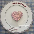 Pink heart-shaped sequin embroidery patch for Christmas decor, size 7.5cm x 6.5cm - Heart-04 (1pc)
