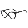 Montura de gafas ojo de gato negra TR90 con lentes anti luz azul en variante negra C1 - Negro Brillante