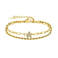 Bracelet doré à deux rangs avec chaîne torsadée et pendentif lettre A en zircone - Lettre A