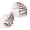 Minimalist spiral shell stud earrings in polished silver stainless steel finish - One Size / Threaded Hollow Waterdrop Earrings / Steel